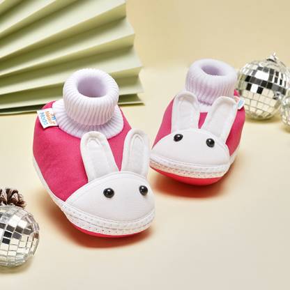 Neska Moda 3 To 12 Months Baby Boys & Baby Girls Cute Soft Cotton Pre-Walker Rabbit Face Booties