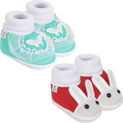 Neska Moda 12 To 18 Month NonSlip Set of 2 Pair Toddler Baby Unisex Soft Cotton Rabbit Face Booties