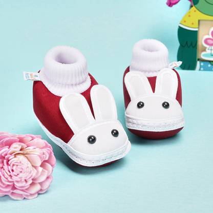 Neska Moda 3 To 12 Months Baby Boys & Baby Girls Cute Soft Cotton Pre-Walker Rabbit Face Booties