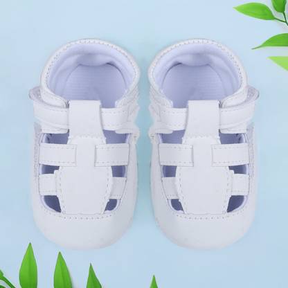 Baby Moo Velcro Hook-Loop Infant Premium Anti-Slip Sandal Booties - White Booties