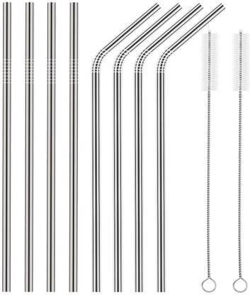 PAYMANA Reusable Metal Straw Set with Cleaning Brush Long Steel Straws for Drinking