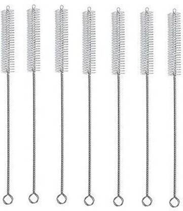 YTM Straw Cleaning Brush Combo Cleaner Set Of 7 (White, Silver)
