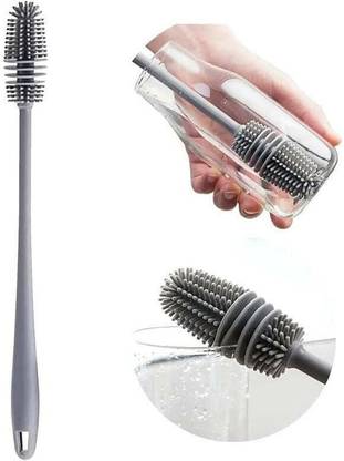SWIISH Plastic and Glass Water Bottle Cleaning Brush Grey(Silicone Material)(Pack of 3)