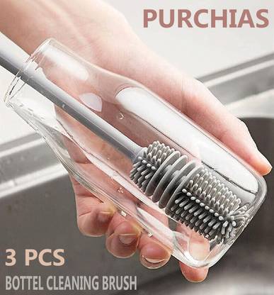 PURCHIAS Bottle Mug Brush, Glassware Cleaning , Long Handle Silicone Bottle Cleaner Brush