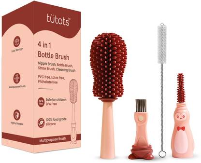 tutots Silicone 4 in 1 Bottle Brush for Nipple and Tableware