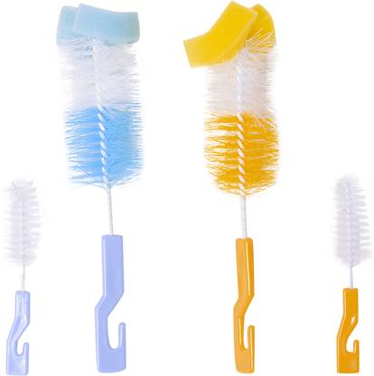 Baby Moo Twist And Turn Orange And Blue 2 Bottle And 2 Nipple Cleaning Brush Set of 4