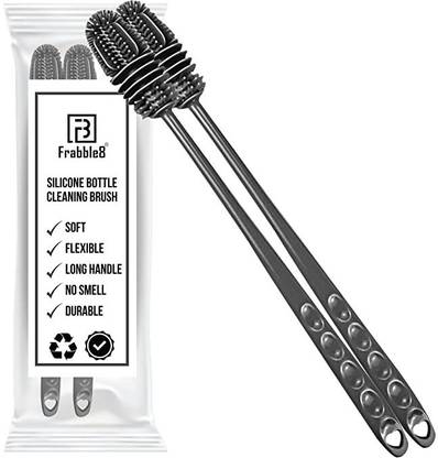 Frabble8 Silicone Long Bottle Cleaning Brush for washing Water Bottles ,Flasks , Glasses