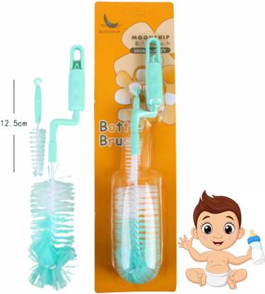 DOCTORGENTLE Baby Silicone Bristle Bottle Brush Set, 360? Rotating Bottle Cleaner Brush nylon bottle cleanser brush Tongs