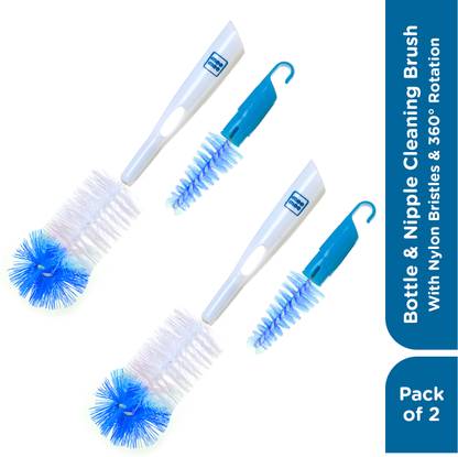 MeeMee Bottle & Nipple Cleaning Brush (Blue, Pack of 2)