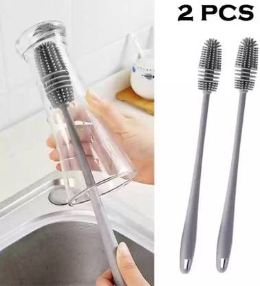 solemn Silicone Bottle Cleaning Brush with Long Flexible Handle Pack of 2