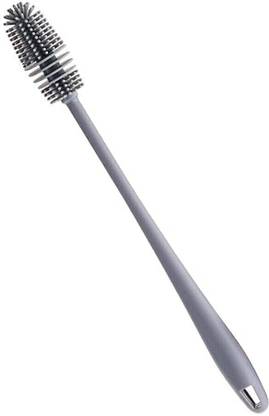 SHOPDROP Long Handle Bottle Cleaning Brush with Nylon Bristles, Grey, 30 cm