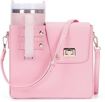 HOUSE OF QUIRK Portable Crossbody Tumbler Holder Bag with Purse Compartment-24.5 x 20 x 10.5cm