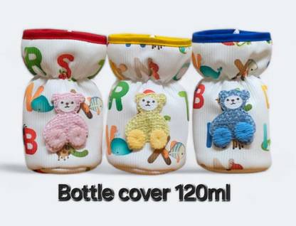 HUNNY BUNNY kids store Baby Feeding Bottle Cover 120Ml/4Oz 100%Cotton- Pack Of 3