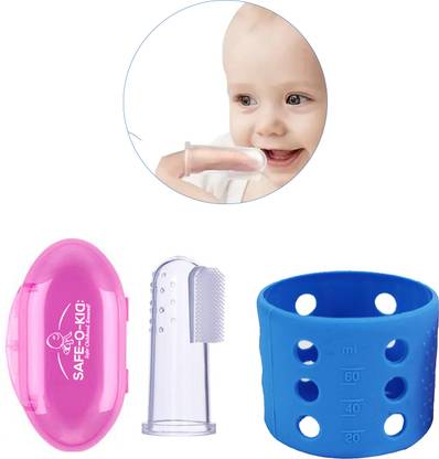 Safe-o-kid BPA Free 2-in-1 Baby Care Set – 1 Tongue Cleaner with Silicone 1 Bottle Cover