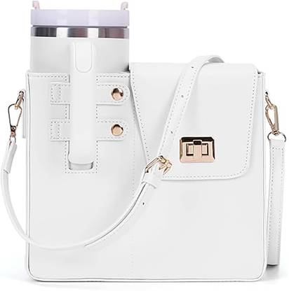 HOUSE OF QUIRK Portable Crossbody Tumbler Holder Bag with Purse Compartment-24.5 x 20 x 10.5cm