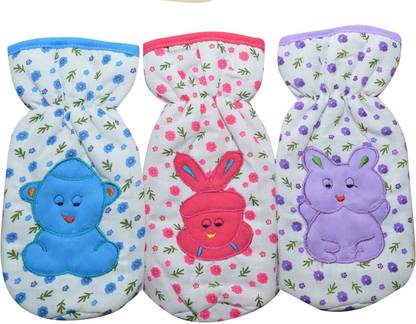 Pank-Smith Premium Cartoon Design with Floral Print Baby Milk Bottle Cover Pack Of 3