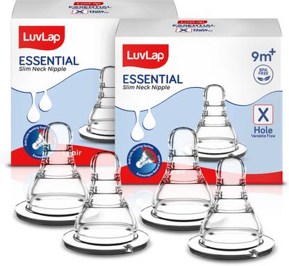 LuvLap Anti-Colic Essential Teat/Nipple for Slim/Regular Neck Bottle, 9m+ Variable Flow Nipple