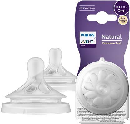 Philips Avent Natural Response Teat SCY962/02 | 0m+ age | Flow 2 | BPA free | Pack of 2 New Born Flow Nipple