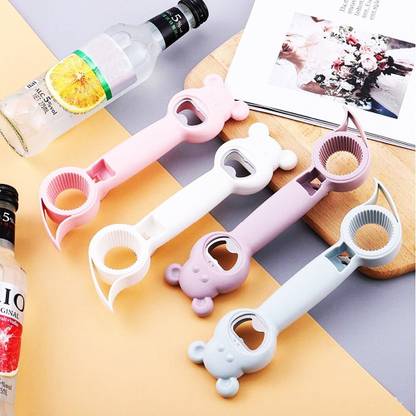 CRAZYGOL 4 IN 1 Bottle Cap Opener Can Opener Beer Bear Shape Bottle Opener (Pack of 1) Bottle Opener