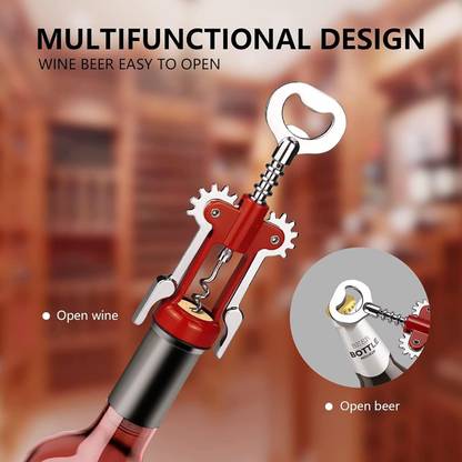 KhaanSaar Red Wine Opener Wing Corkscrew Wine Bottle Opener with Multifunctional Bottle Opener
