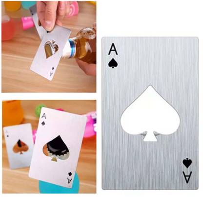 Deer Mart OPENER 2 Ace of Spades Stainless Steel Card Bottle Opener – Wallet Size (PACK OF 2) Bottle Opener