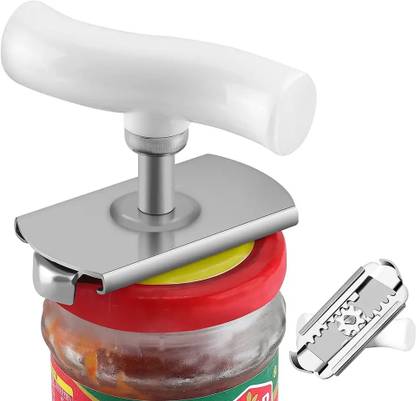 Pinkmpire Stainless Steel Small Kitchen Adjustable Manual Twist Beer Wine Jar Opener Kitchen Tools Jar Opener for Weak Hands Adjustable Jar Lid Remover Gripper Bottle Opener