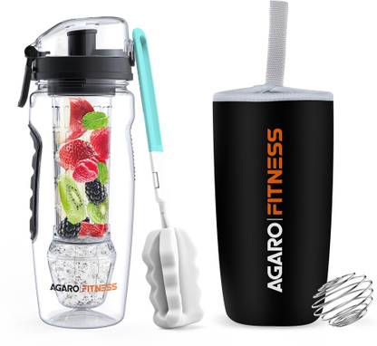 AGARO Infusion Fruit Infuser Bottle, Reusable Polar Ice-gel Ball 1000 ml Bottle