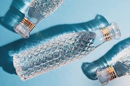 DAZZIBOA Unbreakable Diamond texture Transparent Bottle and Soda Can Holder in bottle 1000 ml Bottle With Drinking Glass
