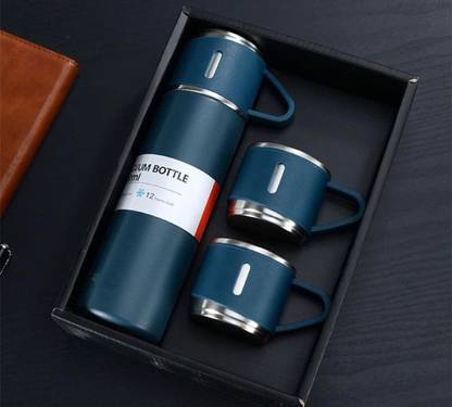 JUST CLIQ vaccum flask bottle hot & cold double insulated wall stainless steel with cups 500 ml Flask