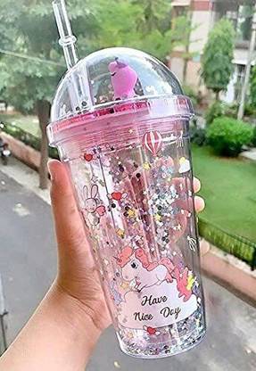 Paaroots Unicorn Transparent sipper for girls. 500 ml Glass Shaker