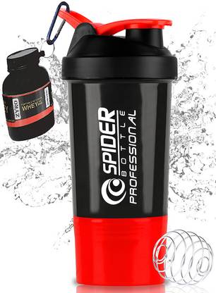 ZYRO Protein Funnel & Spider Gym Shaker Bottle with Stainless Steel Spring Ball 500 ml Shaker