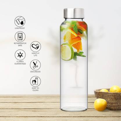 TRU'S Borosilicate Glass Water Bottle, Scratch Resistant | Microwave Safe | Leak Proof 750 ml Bottle