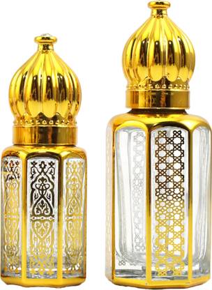 sultan Fancy Empty Attar Glass Bottles with Dip Stick (12ml+6ml) 18 ml Glass Bottle
