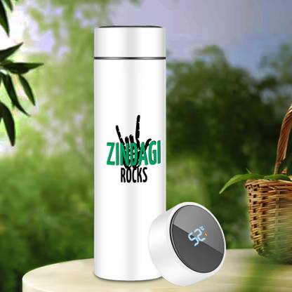 Motivatebox Vacuum Insulated Temperature printed design Zindagi Rocks 500 ml Bottle