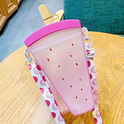 Shreeshann Watermelon Slice Shape Water Bottle 320ML, Adjustable Shoulder Strap for kids 320 ml Bottle