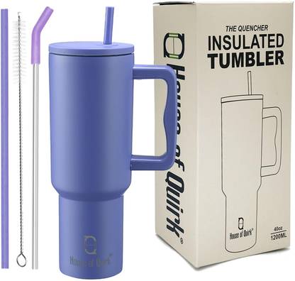 HOUSE OF QUIRK 1200ML Tumbler with Handle and Straw Lid Double Insulated Cup Reusable 1200 ml Bottle