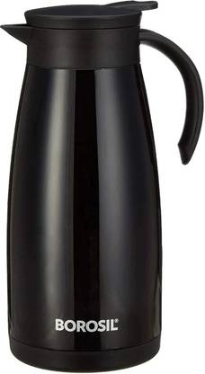 BOROSIL 1.5 L Vacuum Insulated Teapot, 18 Hrs Hot & 24 Hrs Cold Carafe, BPA Free, Black 1500 ml Flask