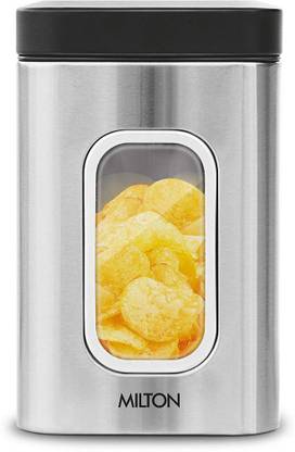 MILTON Steel Clear Square Storage Jar, 2500 ml 2500 ml Bottle