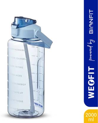 WErFIT 64OZ Water Bottle with Straw, BPA-Free & Leak-Proof, Time Marker & Flip-Top Lid 2000 ml Shaker