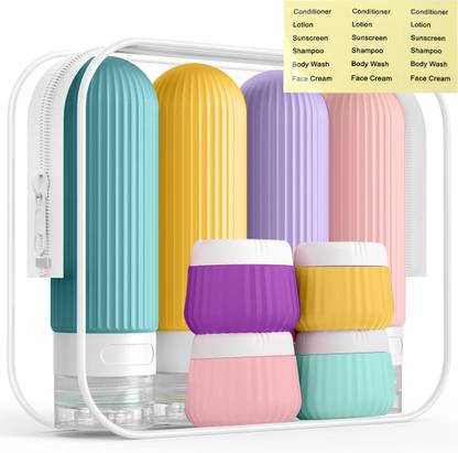 maycreate Travel Bottles Set 8Pcs 90ml Silicone Bottles and 40ml Jars for Shampoo Lotion 198 ml Spray Bottle