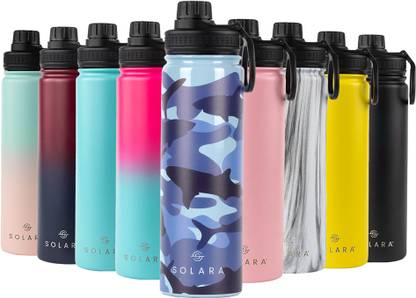 Solara Vacuum Insulated Stainless Steel Water Bottle for Hot and Cold, Shark Camo, 650 ml Bottle