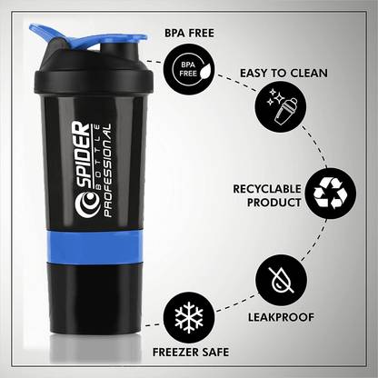 COOL INDIANS Gym Protein Shaker Bottle Drinking Bottle for Gym and Workout with Mixer Ball 500 ml Plastic Shaker