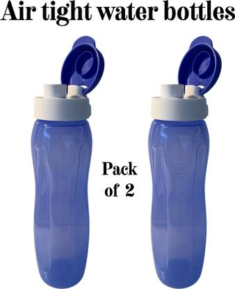 TUPPERWARE slim line flip top water bottle each 750 ml pack of (2) air tight colour blue 750 ml Bottle