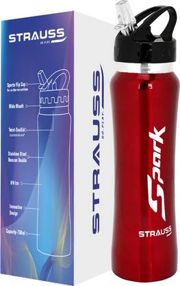 Strauss Spark Stainless Steel Water Bottle, Metal Finish | Sipper Bottle | Gym Bottle 750 ml Sipper