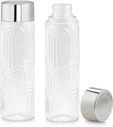 POLYSET Arc Bottle Set Of 2, 1000ml, Silver - PET 1000 ml Bottle