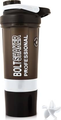 ZYRO Bolt Professional Gym Sipper Bottle with Blending Mixer Ball & 2 Containers 600 ml Shaker