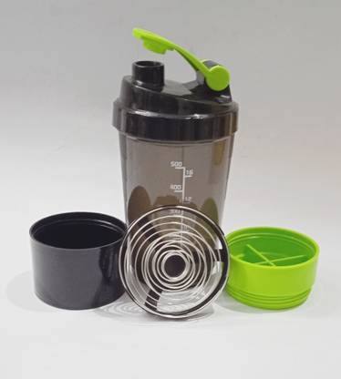 Brigooda Gym Shaker With Double Compartment And Mixing Whisk 500 ml Plastic, Tritan Shaker