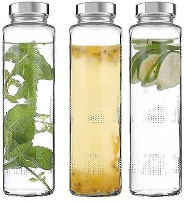 TINSUHG Wide Mouth Glass Bottles with Lids, for Juicing, Smoothies, 750 ml Bottle