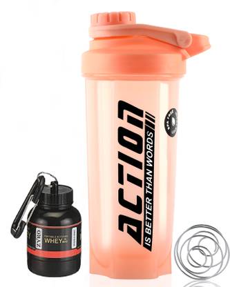 ZYRO Protein Funnel & Gym Shaker Bottle with Stainless Steel Spring Ball For Protein 750 ml Shaker