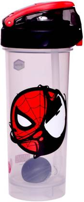 Gluman Activo Spiderman Character Printed Coffee/Shake Maker Bottle for Boys 850 ml Shaker